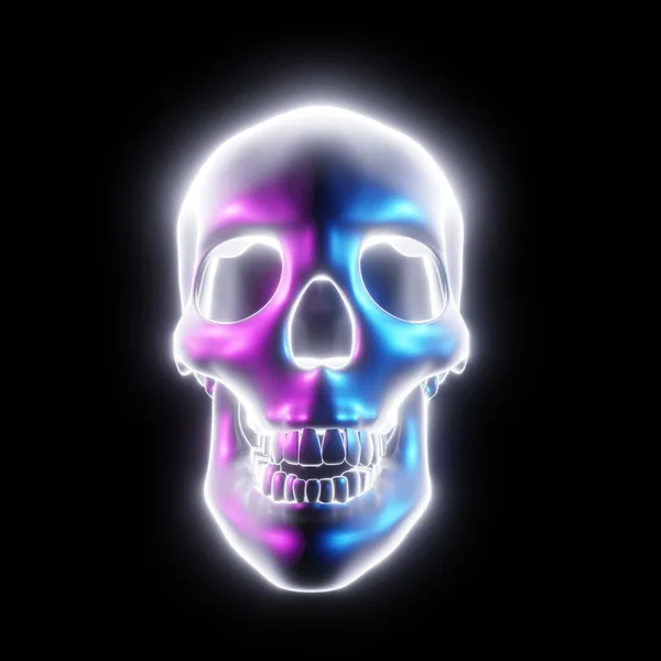 Glowing Skull Multicolored Light Tones Cyberpunk Science Fiction Sci Movie — Stock fotografie
