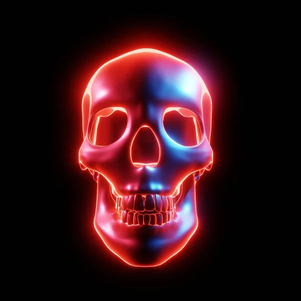 Glowing Skull Multicolored Light Tones Cyberpunk Science Fiction Sci Movie — Stock Photo, Image