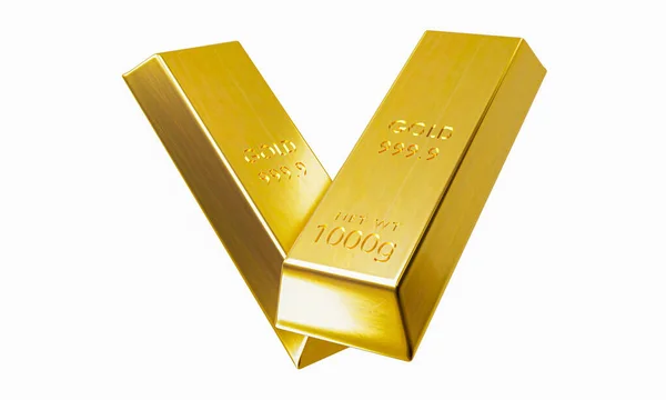 Gold bar 999.9 isolated on white background. in forex trading Popular in the investment of investors during various crises of the world like war. 3D rendering.