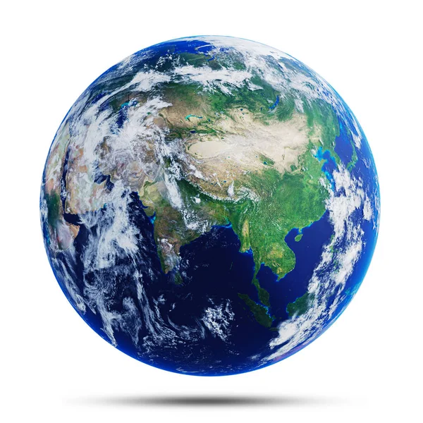 Model Earth Planet Earth Asian Region White Background Clipping Path — Foto Stock