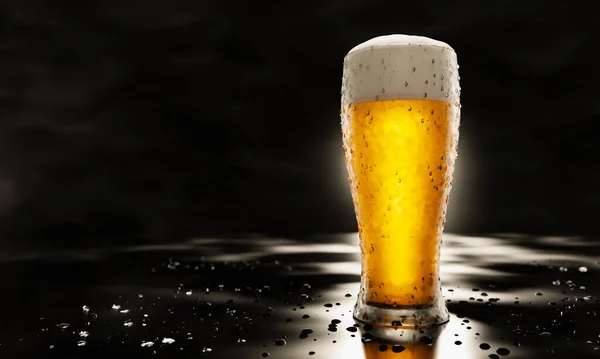 Fass Oder Craft Bier Einem Hohen Klaren Glas Mit Kaltem — Stockfoto