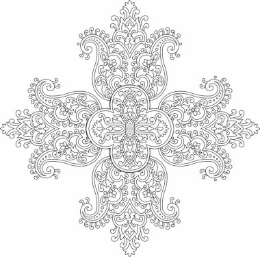 Kalocsai Kara Nakış Macar Çiçek Halk Sanatı Uzun Şablon Çizimleri