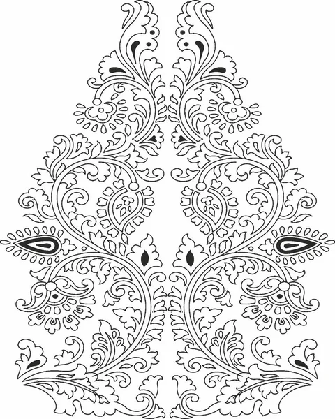 Floral Design Embroidery Pattern Black White Stock Illustration Hand Drawn — Stock Photo, Image