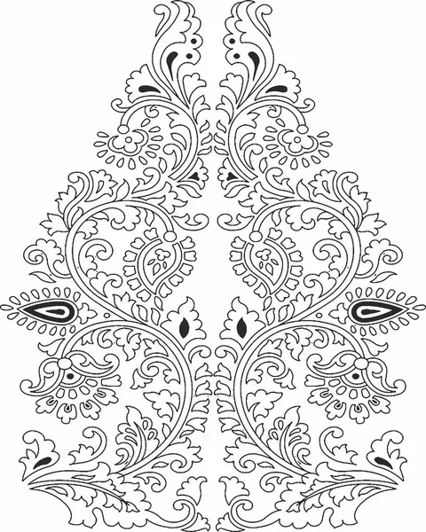 Floral Design Embroidery Pattern Black White Stock Illustration Hand Drawn — стокове фото