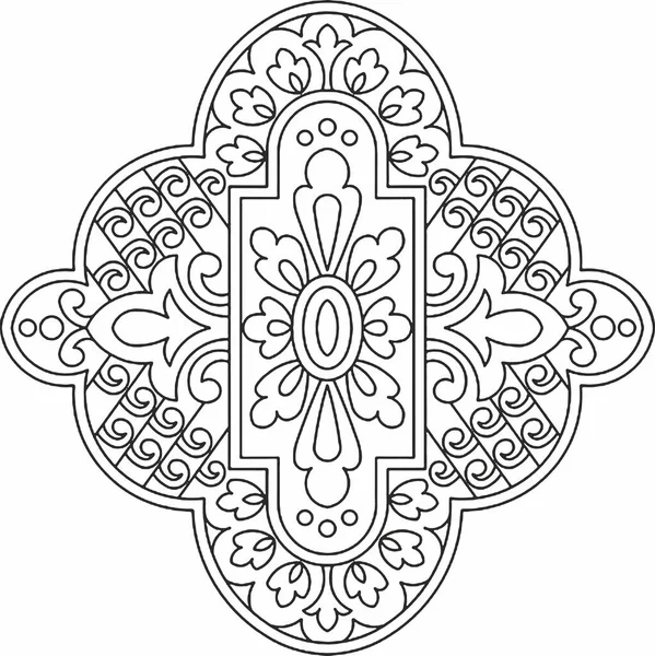 Цветочный Дизайн Вышивка Черное Белое Рисунок Бирже Фантазия Цветы Листья — стоковое фото