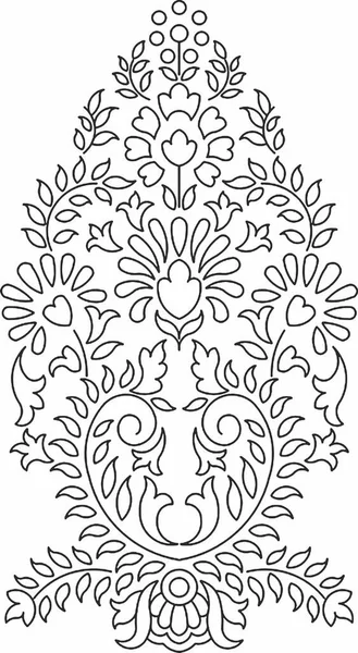 花のデザイン 刺繍パターン 黒と白 そしてストックイラストハンドドロー 幻想的な花の葉 Tシャツデザイン ロイヤリティフリークリップ イラスト — ストック写真