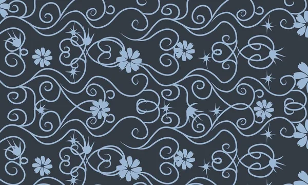 Modern Egyszerű Geometriai Zökkenőmentes Minta Kék Színnel Virágos Forma Vonal — Stock Fotó