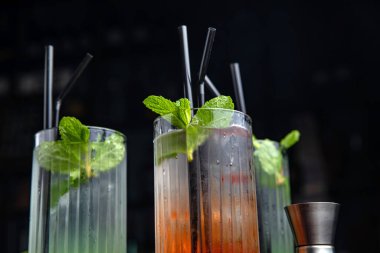 Taze naneli ve buzlu yaz kokteyli, seçici odaklı.