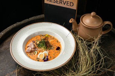 Çorbanın mutfak fotoğrafı.