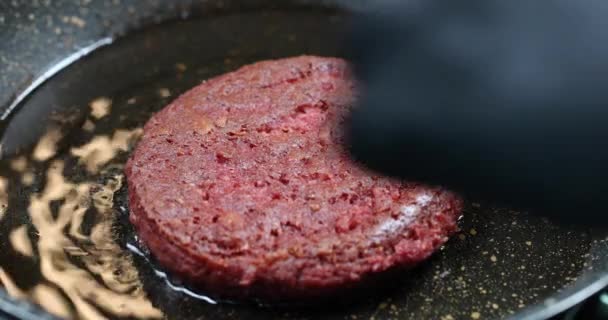 Hamburger Için Vejetaryen Pirzolası Kızart — Stok video