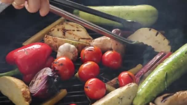 Grillowane Warzywa Grillowane Stoczni Restauracji — Wideo stockowe