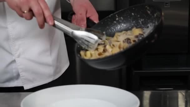 厨师用海鲜做面食 — 图库视频影像