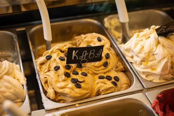 Helado Bandejas Hierro Mostrador Tienda — Foto de Stock