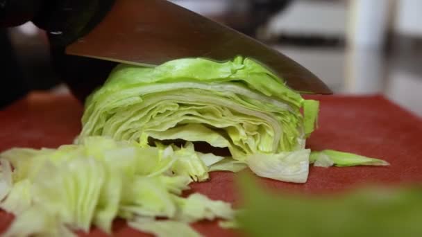 Szef Kuchni Przygotowuje Warzywa Kuchni — Wideo stockowe