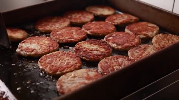 Cooking Meat Cutlets Grill — Stockvideo
