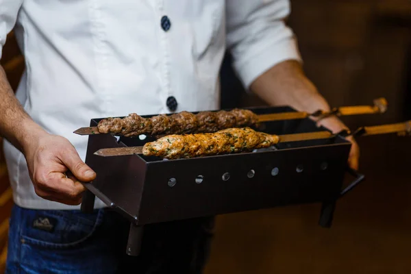 barbecue grill in the kitchen in the restaurant