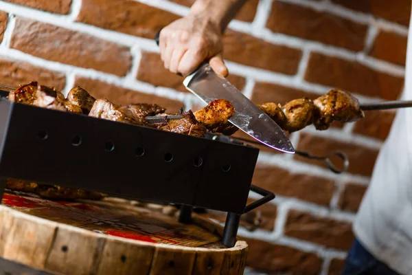 barbecue grill in the kitchen in the restaurant