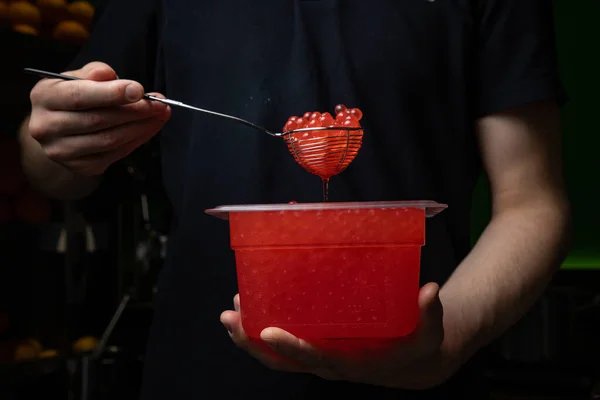 Tapioca Pearls Bubble Tea Spoon — Stock Fotó