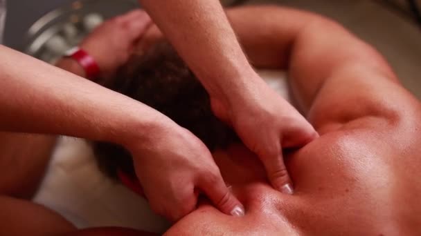Man Getting Massage Treatment Spa Salon — Stockvideo