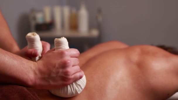 Man Getting Massage Treatment Spa Salon — Stockvideo