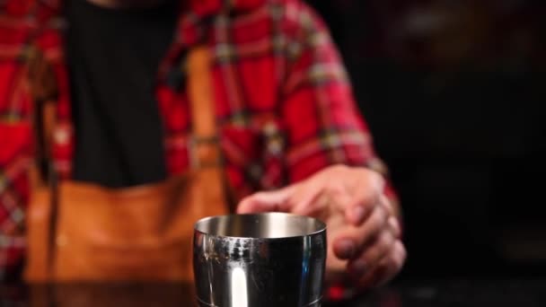 Barman Prepares Drinks Restaurant — Stock video