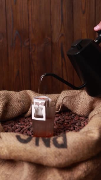 Brewed Cocoa Drink Background Cocoa Beans — Wideo stockowe