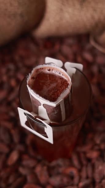 Brewed Cocoa Drink Background Cocoa Beans — Wideo stockowe