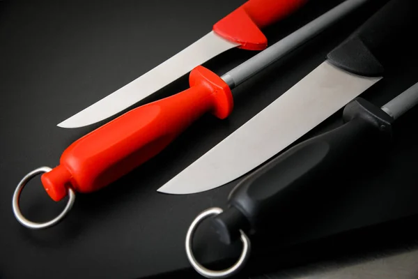 Professional Kitchen Knives Board Kitchen Table — ストック写真