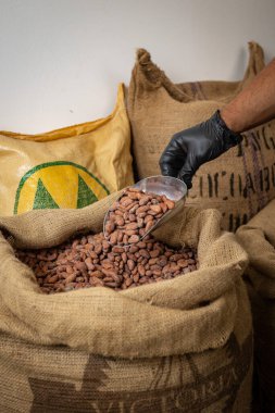 Canvas bag with Imported roasted cacao beans