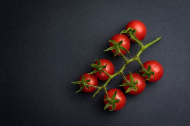 Cherry tomatoes on branches, top view