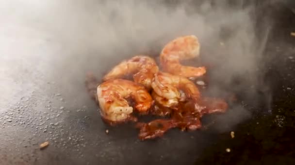 Рис Морепродуктами Овочами Японському Ресторані — стокове відео