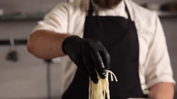 Fideos Con Mariscos Verduras Restaurante Japonés — Vídeos de Stock