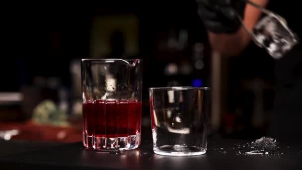 Barman Bereidt Een Cocktail Aan Bar — Stockvideo