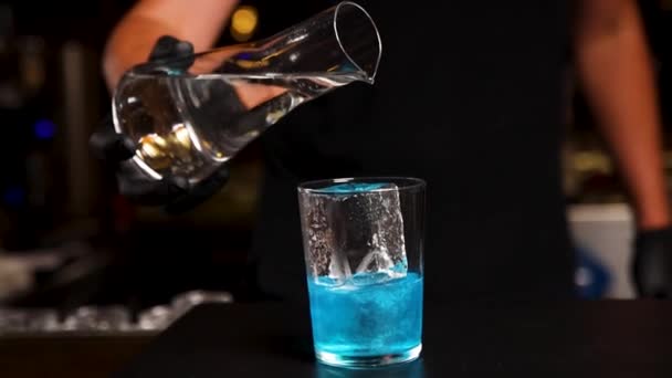 Bartender Prepares Cocktail Bar — Stock Video