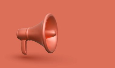 3D gerçekçi megafon pazarlama konsepti. Vektör illüstrasyonu.