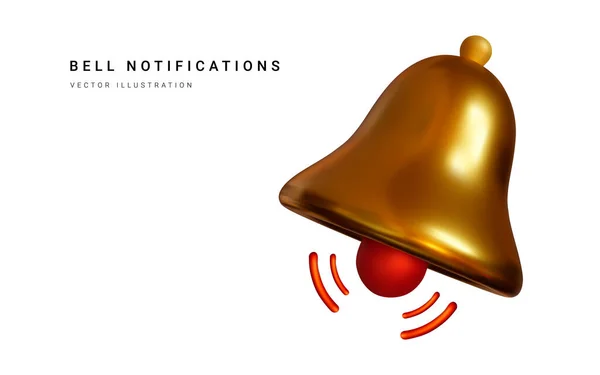 Realistic Notification Bell Vector Illustration — Vector de stock