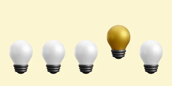 Realistic Light Bulb Icons Idea Concept Vector Illustration — Stock Vector