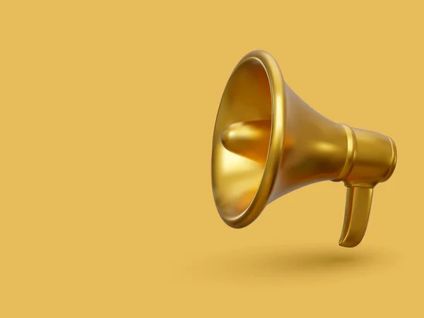 Realistic Gold Megaphone Marketing Concept Vector Illustration — Image vectorielle