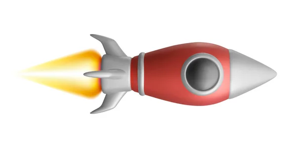 Red Realistic Rocket Isolated White Background Vector Illustration — Image vectorielle
