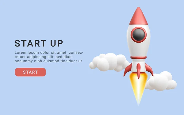 Concept Start Page Rocket Flying Space Vector Illustration — Image vectorielle