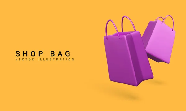 Conjunto Bolsas Compras Coloridas Realistas Ilustración Vectorial — Archivo Imágenes Vectoriales