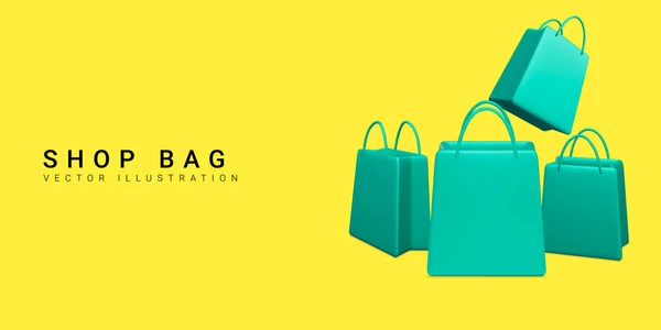 Set Realistic Colorful Shopping Bags Vector Illustration — Vector de stock