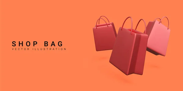 Set Realistic Colorful Shopping Bags Vector Illustration — Stockvector