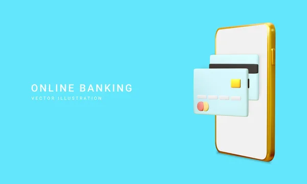 Application Banque Mobile Paiement Électronique Smartphone Payer Par Carte Crédit — Image vectorielle