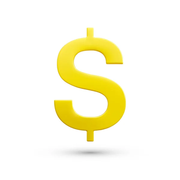 Realistic Gold Dollar Sign Dollar Currency Symbol Isolated White Background —  Vetores de Stock