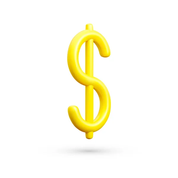 Realistic Gold Dollar Sign Dollar Currency Symbol Isolated White Background — Διανυσματικό Αρχείο