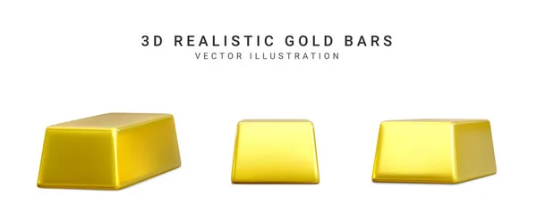 Golden Bars White Background Rendering Gold Vector Illustration — Vetor de Stock