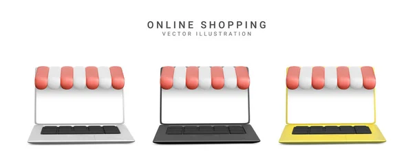 Realistic Concept Online Store Your Laptop Vector Illustration — Stockvector