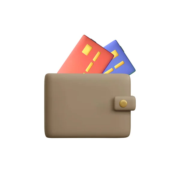 Cartera Con Tarjetas Bancarias Aislada Sobre Fondo Blanco Concepto Banca — Vector de stock