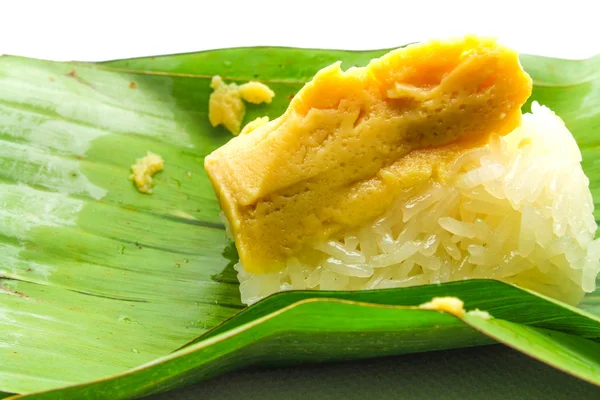 Thajské pudink izolované lepkavá rýže — Stock fotografie